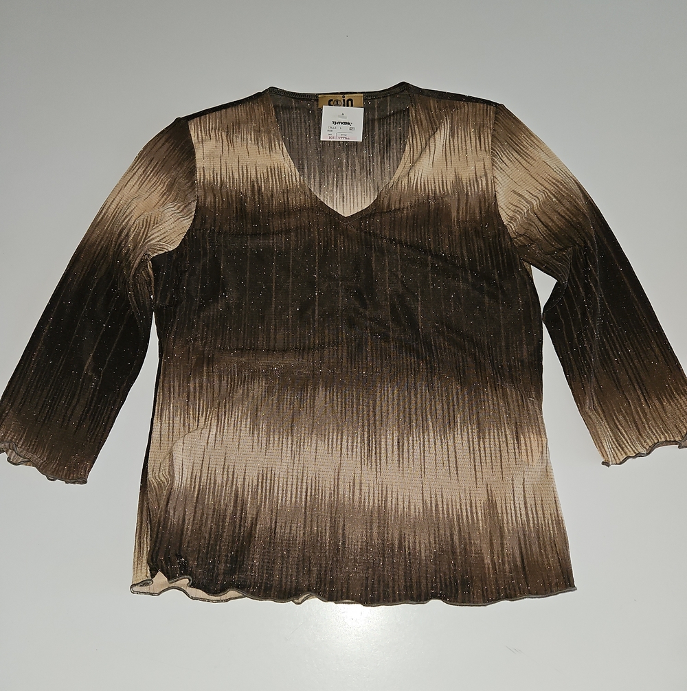 COIN Brown Ombre V-Neck Long Sleeve Top